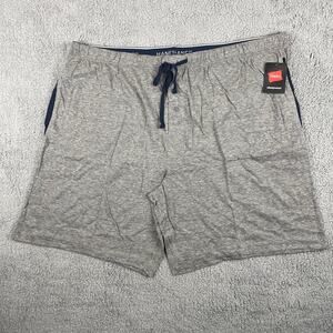Hanes Men's 3XL Grey Blue 2-Pack Cotton Knit Shorts Waistband & Pockets